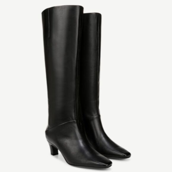 Franco Sarto Andria Knee Hight Boot In Black Leather - Picture 1 of 10